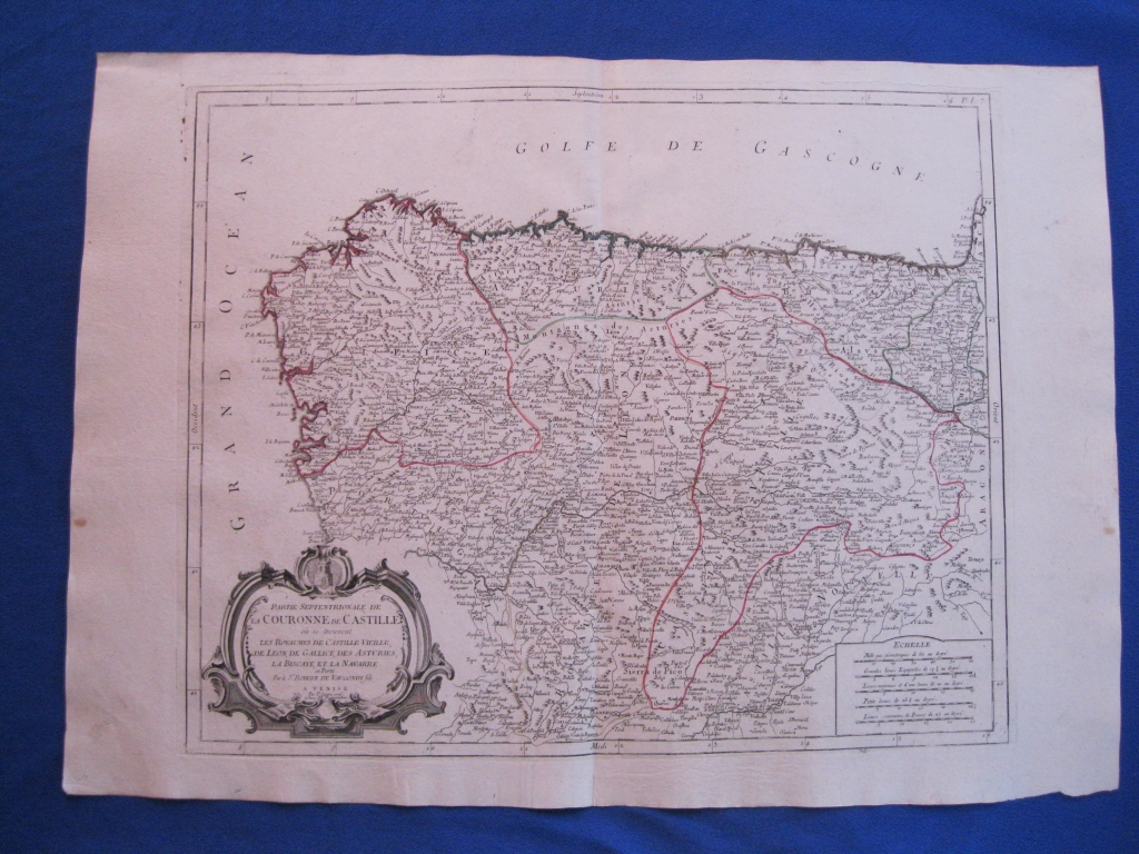 Mapa de la parte septentrional de España, 1776. Vaugondy/ Santini